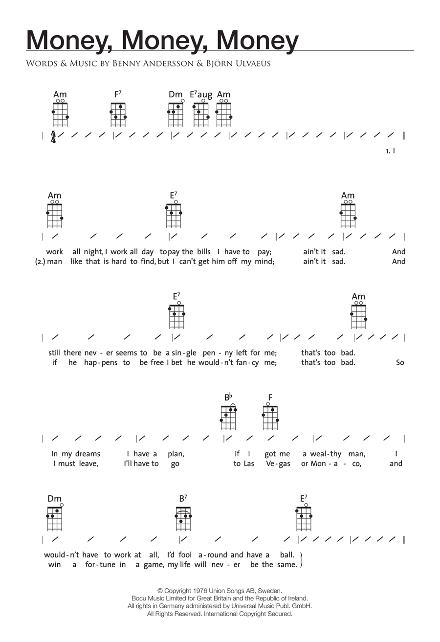 Money, Money, Money Ukulele scores gallery preview page 1