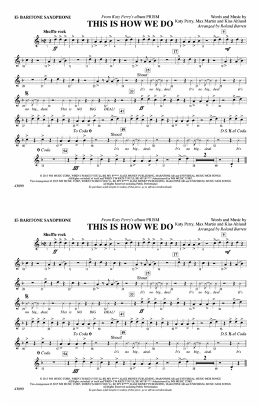 This Is How We Do: E-flat Baritone Saxophone Marching Band scores gallery preview page 1