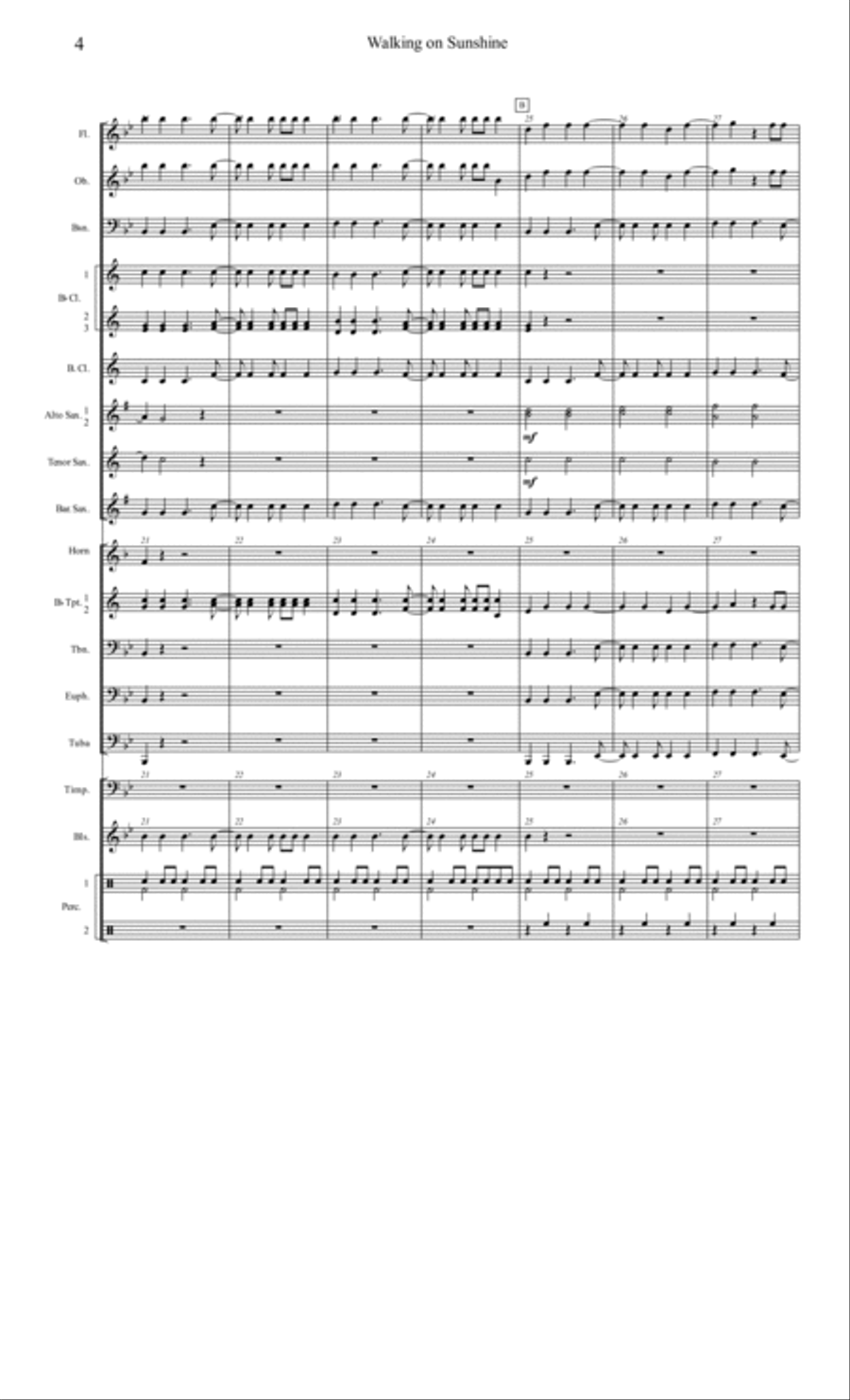 Walking On Sunshine Walking On Sunshine Concert Band scores gallery preview page 4