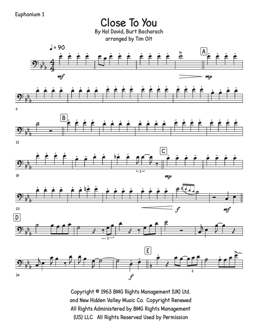 (They Long To Be) Close To You Brass Quartet scores gallery preview page 6