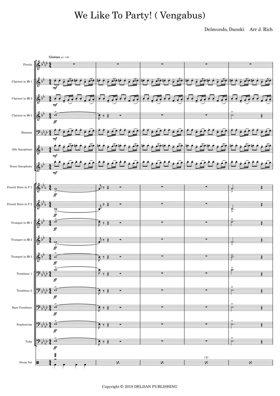 We Like To Party! Marching Band scores gallery preview page 1