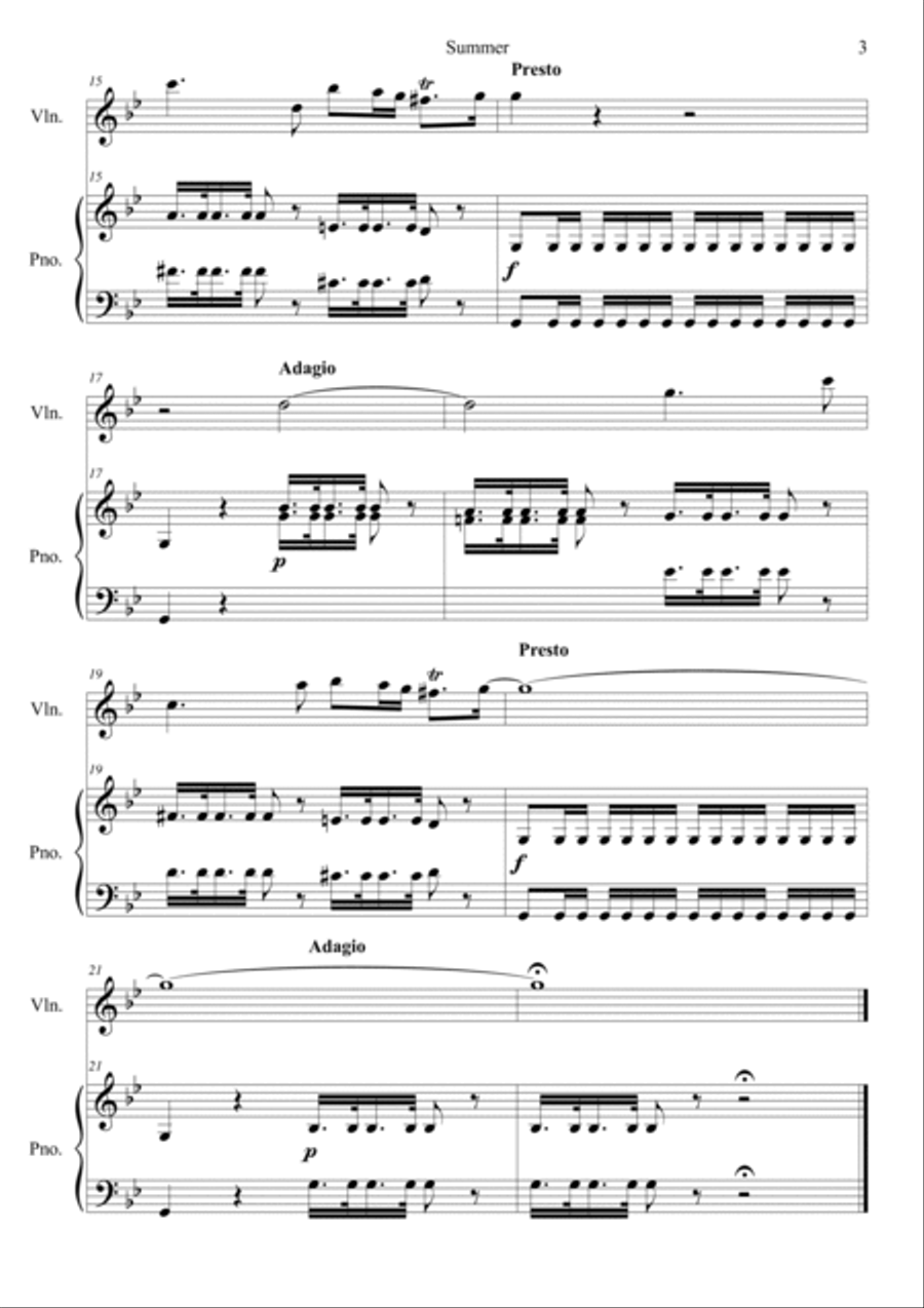The Four Seasons: Summer 2nd Movement Violin Solo scores gallery preview page 3