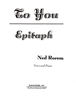 Book cover for To You/Epitaph