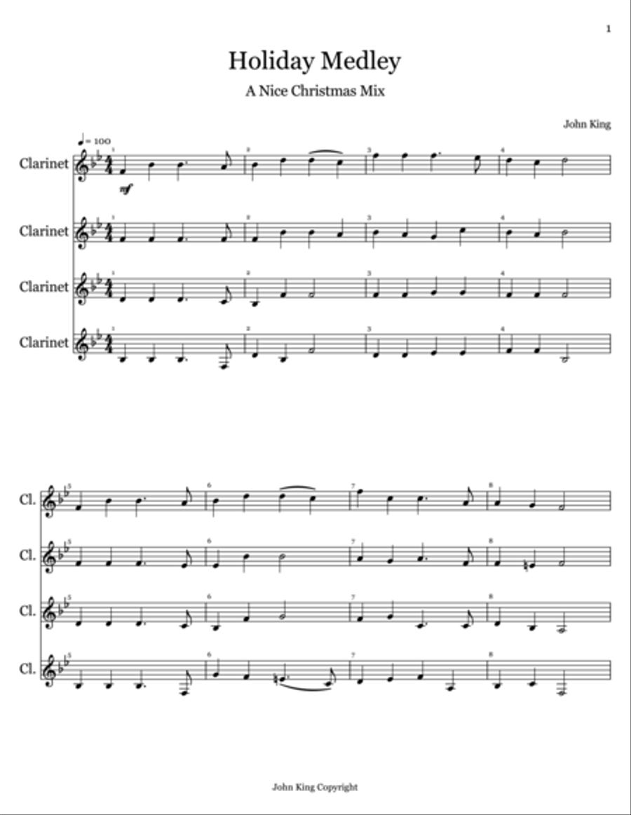 Holiday Medley (A Nice Christmas Mix) Woodwind Quartet scores gallery preview page 1