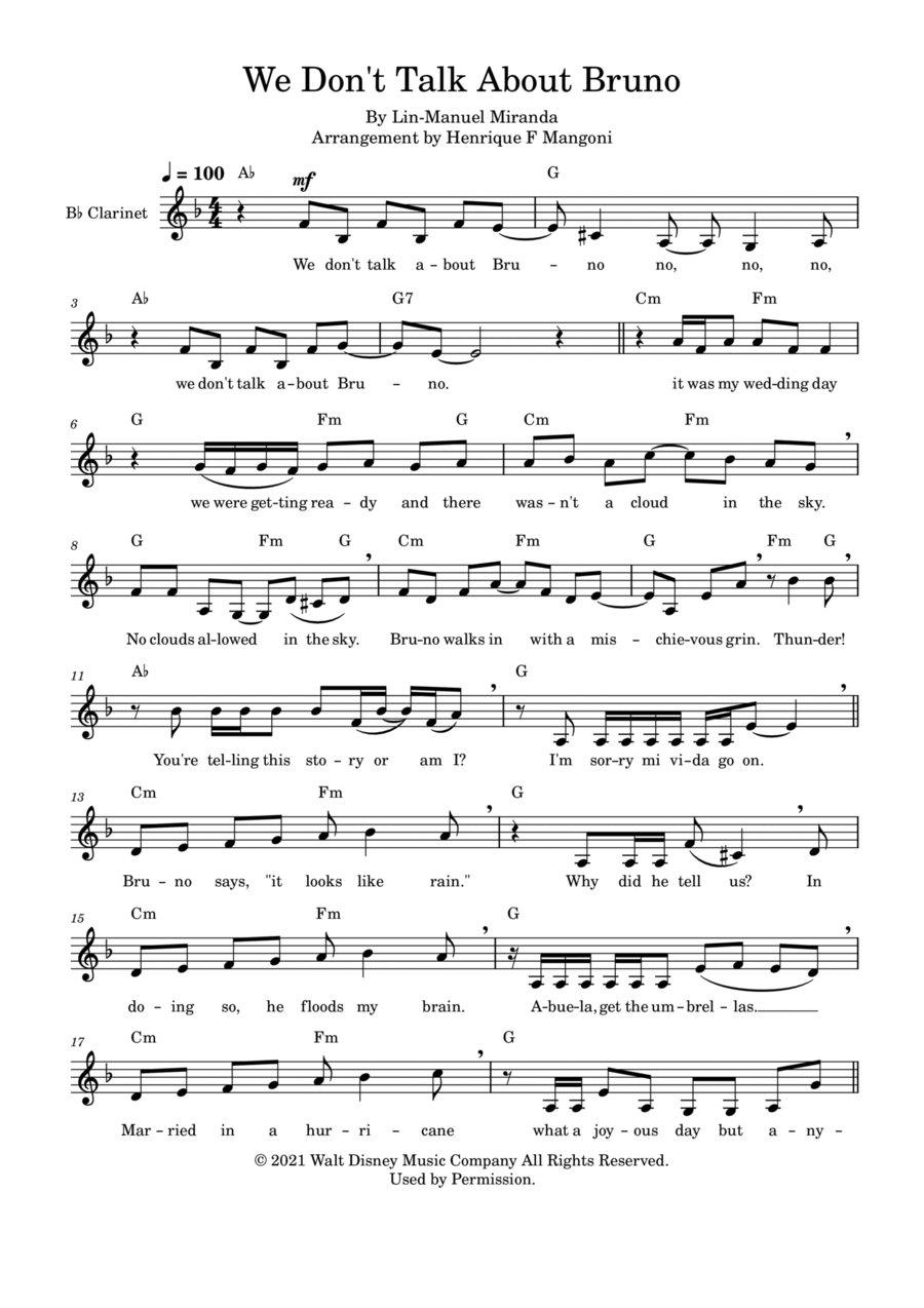 We Don't Talk About Bruno Clarinet Solo scores gallery preview page 1