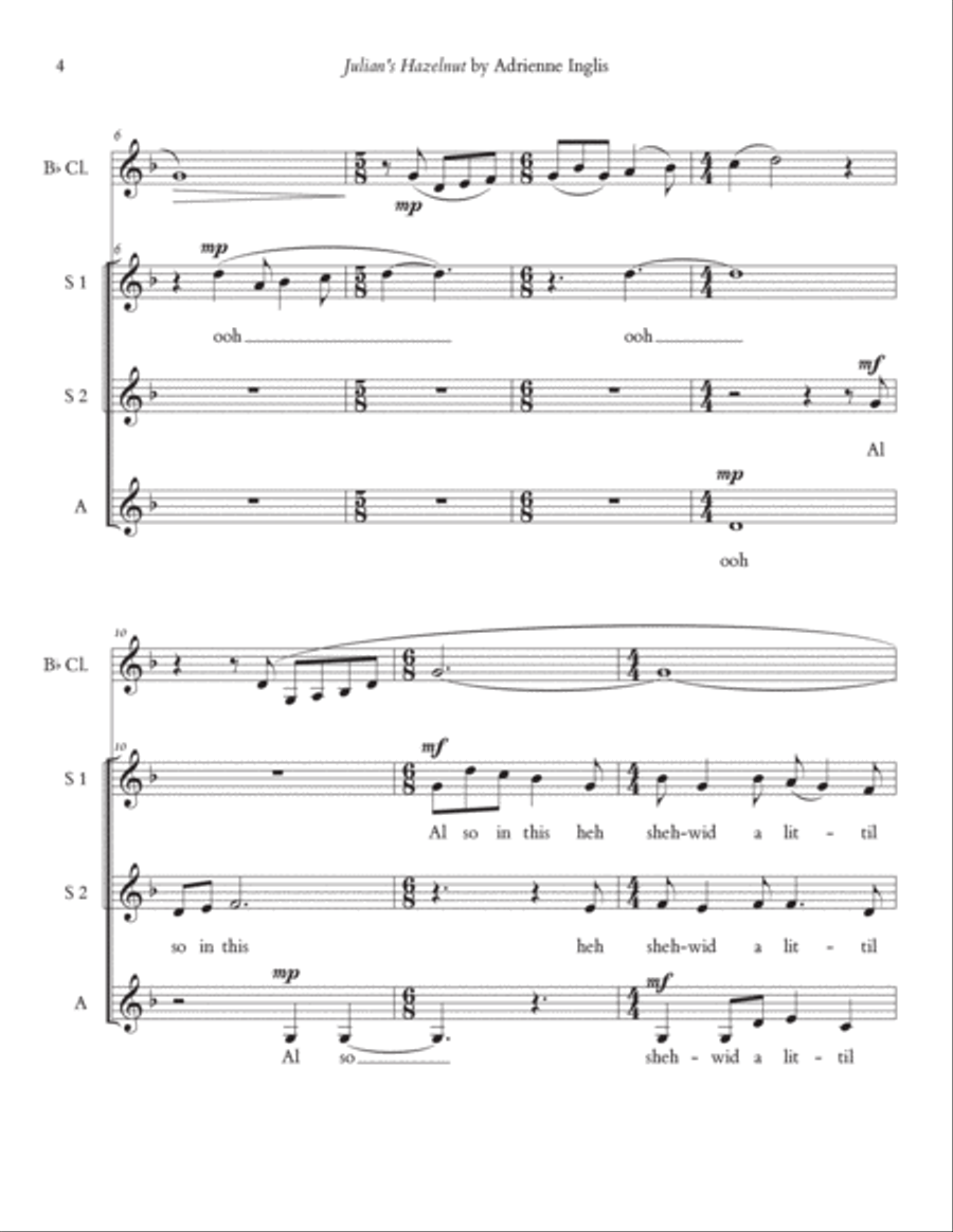 Julian's Hazelnut for SSAA and B flat clarinet SSAA scores gallery preview page 4