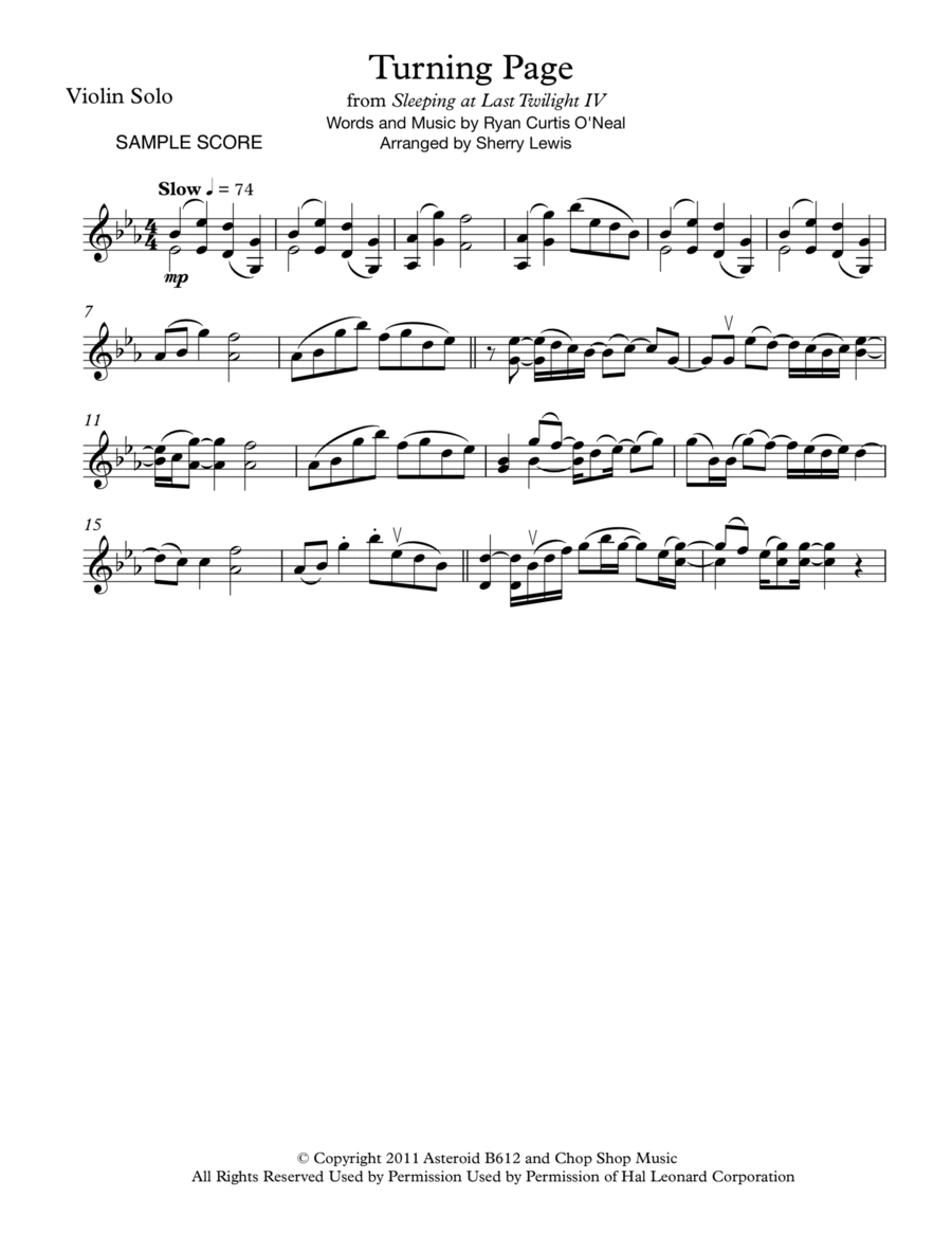 Turning Page Violin Solo scores gallery preview page 1