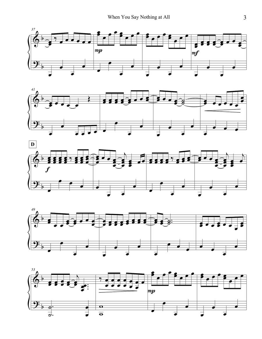 When You Say Nothing At All Piano Solo scores gallery preview page 3