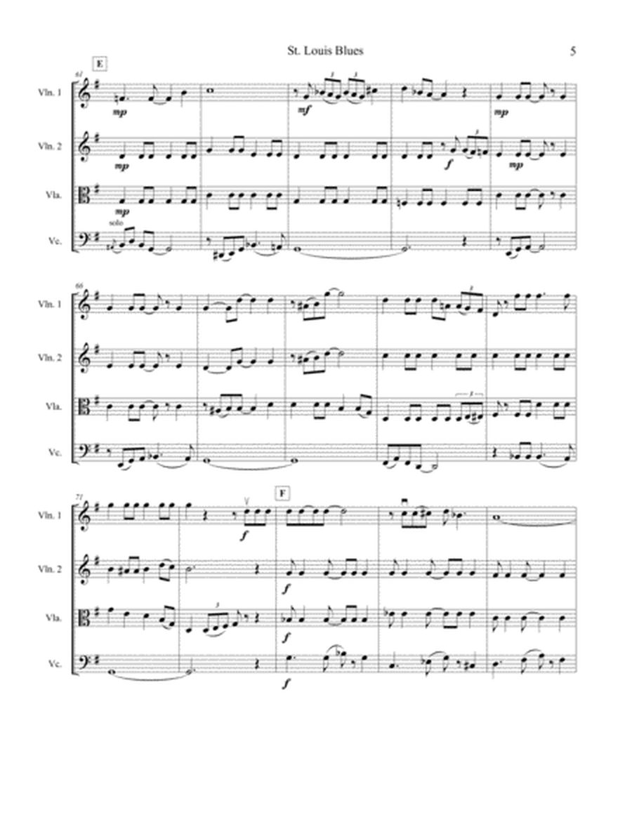 St. Louis Blues, arranged for string quartet image number null