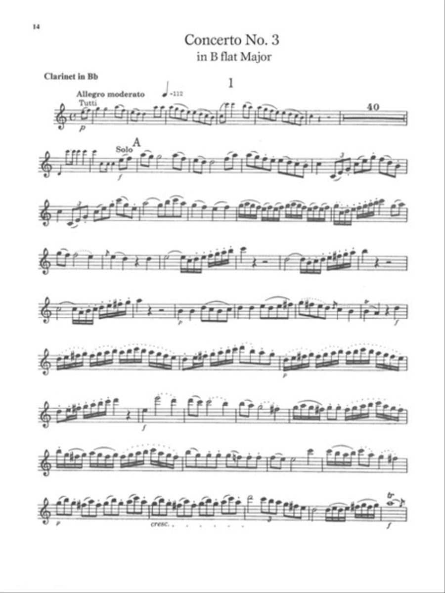 Weber: Concerto No. 1 in F Minor Op. 73 & Stamitz: Concerto No. 3 in B Flat for Clarinet Clarinet Solo scores gallery preview page 4
