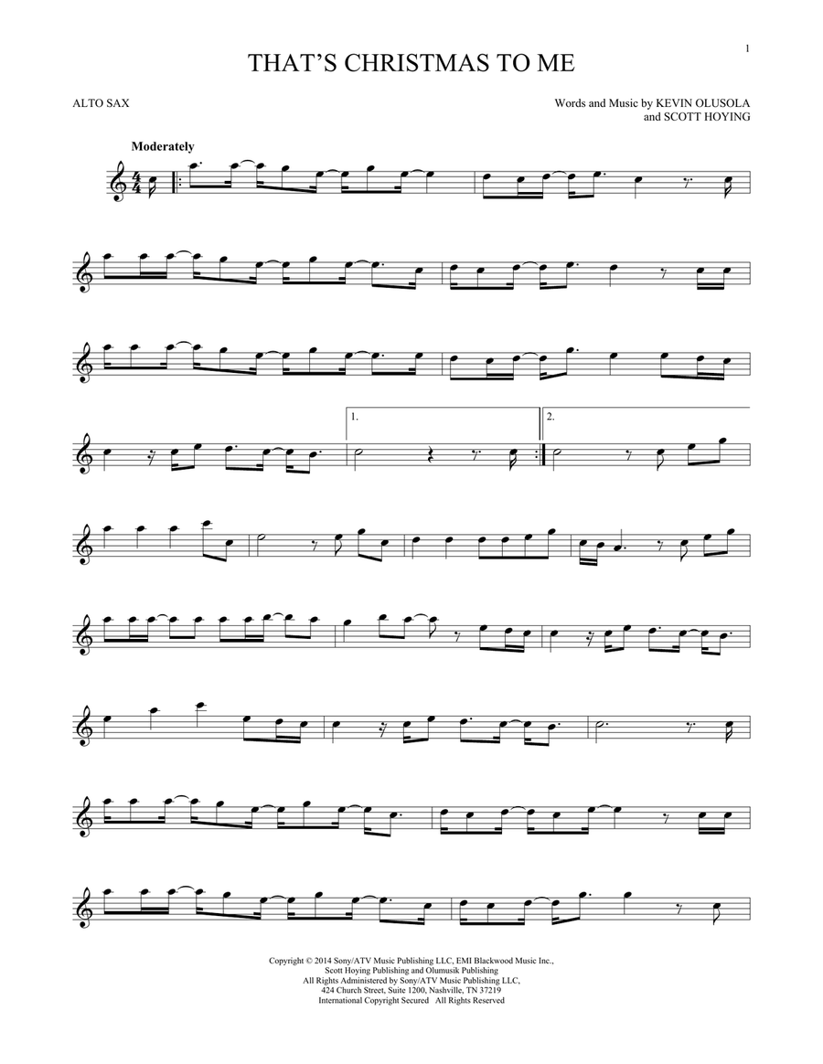 That's Christmas To Me Alto Saxophone scores gallery preview page 1