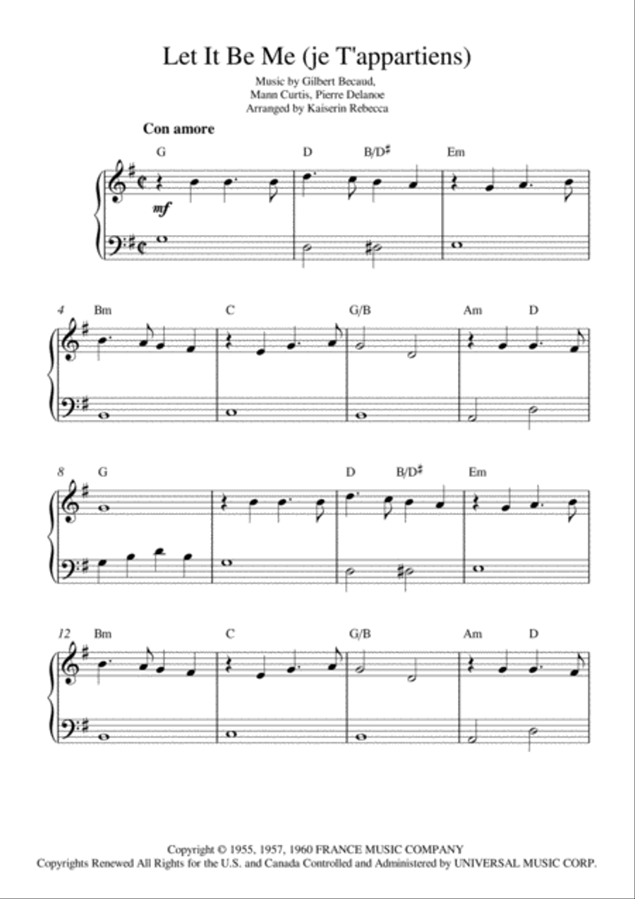 Let it store be me piano