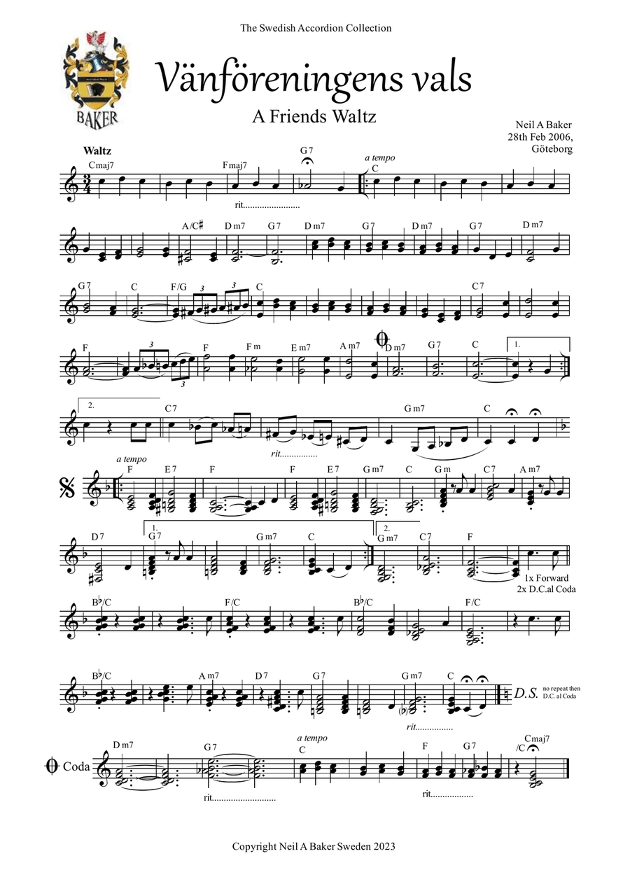 A Friends Waltz Accordion scores gallery preview page 1