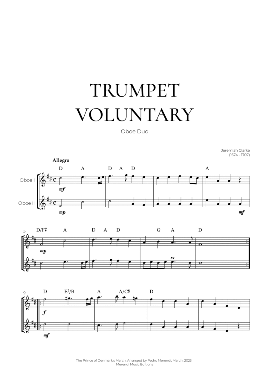 Trumpet Voluntary (Oboe Duo) - Jeremiah Clarke Woodwind Duet scores gallery preview page 1