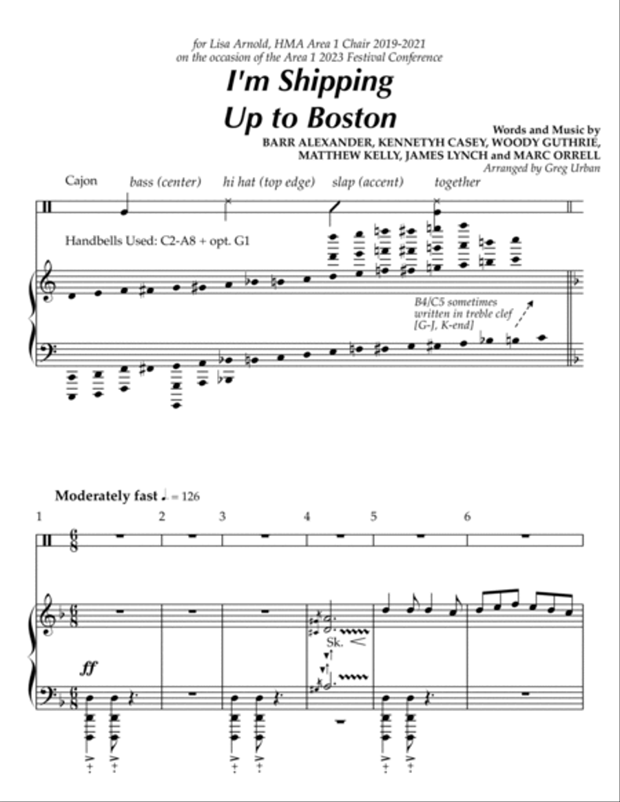 I'm Shipping Up To Boston Handbell Choir scores gallery preview page 2