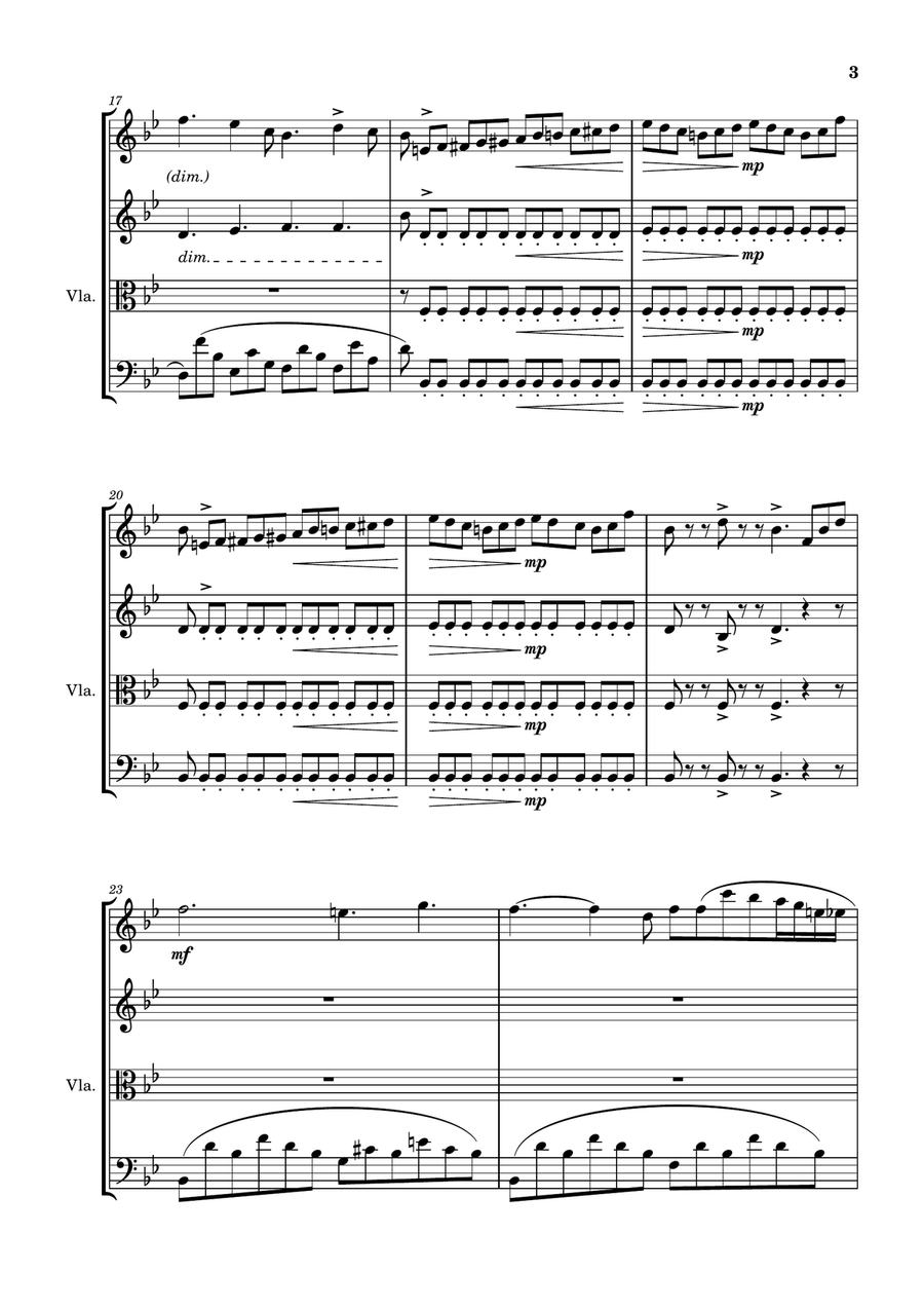 Nocturne No. 5 by John Field, arranged for string quartet by Scott Fields Davis String Quartet scores gallery preview page 3