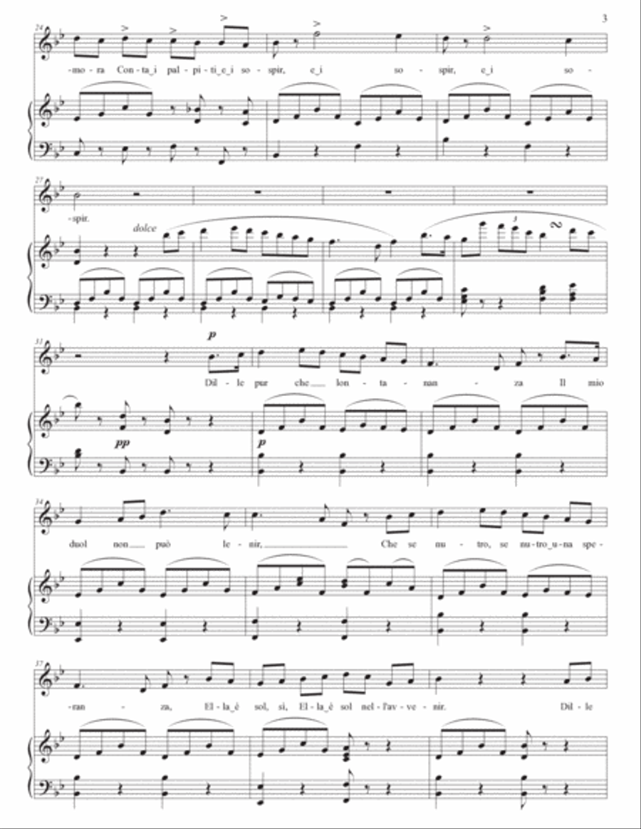 BELLINI: Vaga luna, che inargenti (transposed to B-flat major and A major) Voice scores gallery preview page 4