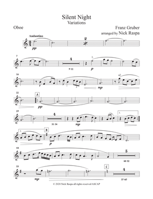 Book cover for Silent Night - Variations (full orchestra) Oboe part