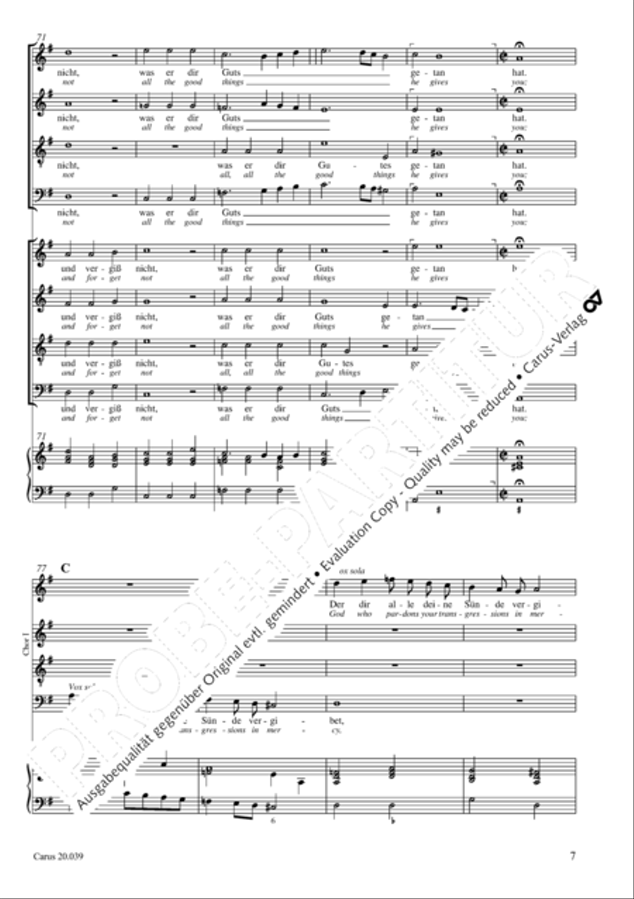 Praise the Almighty, O my spirit (Lobe den Herren, meine Seele) 4-Part scores gallery preview page 8