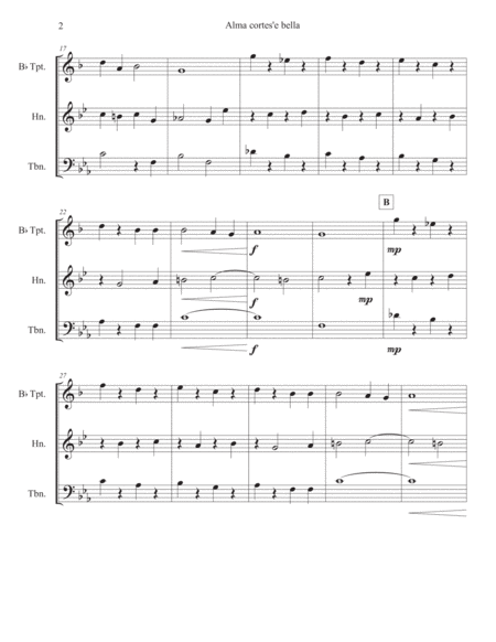 "Alma cortes'e bella" for Brass Trio - Giovanni Gabrieli image number null