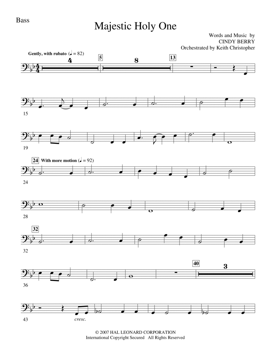 Majestic Holy One - Bass Majestic Holy One - Bass Choir scores gallery preview page 1