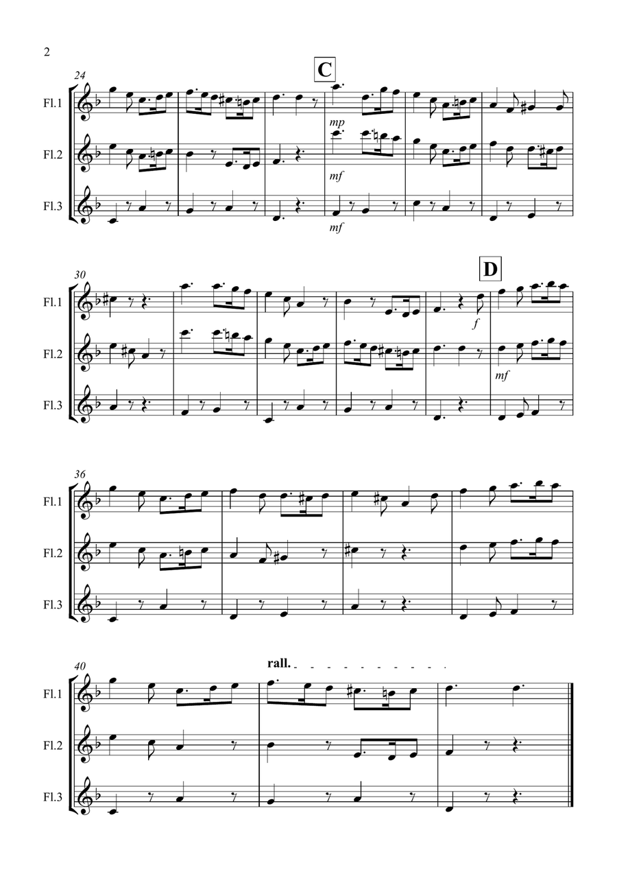 Greensleeves for flute Trio Flute Solo scores gallery preview page 2