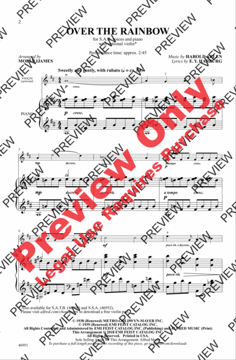 Over the Rainbow Over the Rainbow 3-Part scores gallery preview page 2