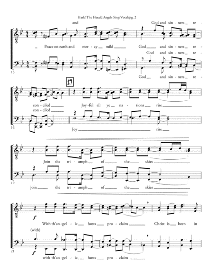 Hark! The Herald Angels Sing - TTBB acappella TTBB scores gallery preview page 2