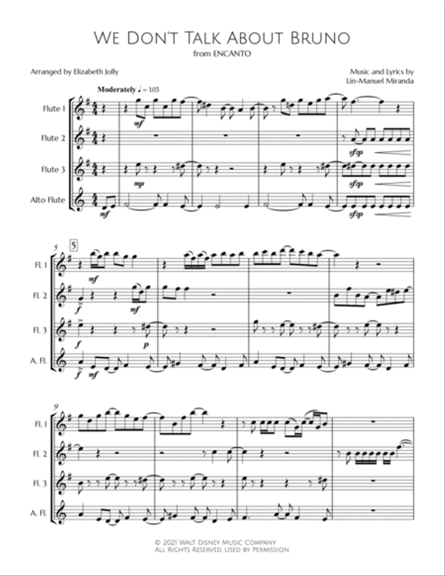 We Don't Talk About Bruno Woodwind Quartet scores gallery preview page 2