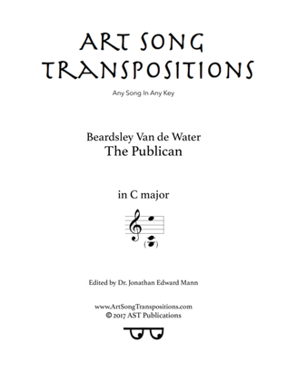 Book cover for VAN DE WATER: The Publican (transposed to C major)