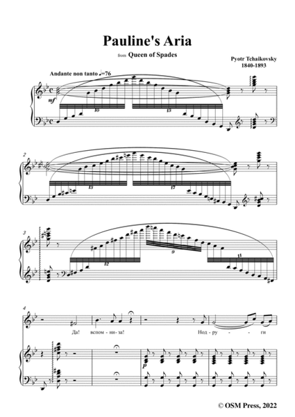 Tchaikovsky-Pauline's Aria,from Queen of Spades,in g minor,for Voice and Piano image number null