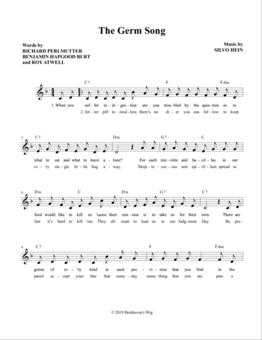 The Germ Song (Some Little Bug is Gonna Find You Someday) Voice scores gallery preview page 2