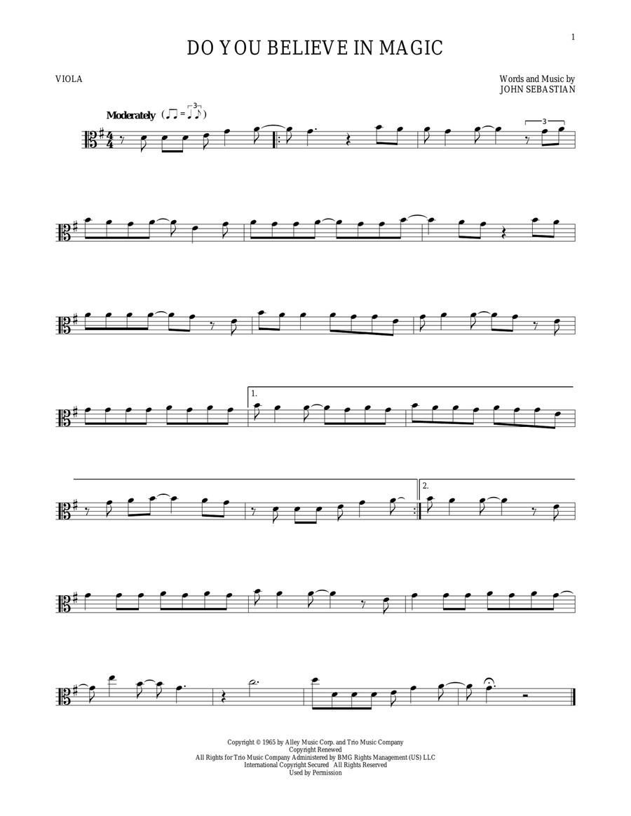 Do You Believe In Magic Viola Solo scores gallery preview page 1