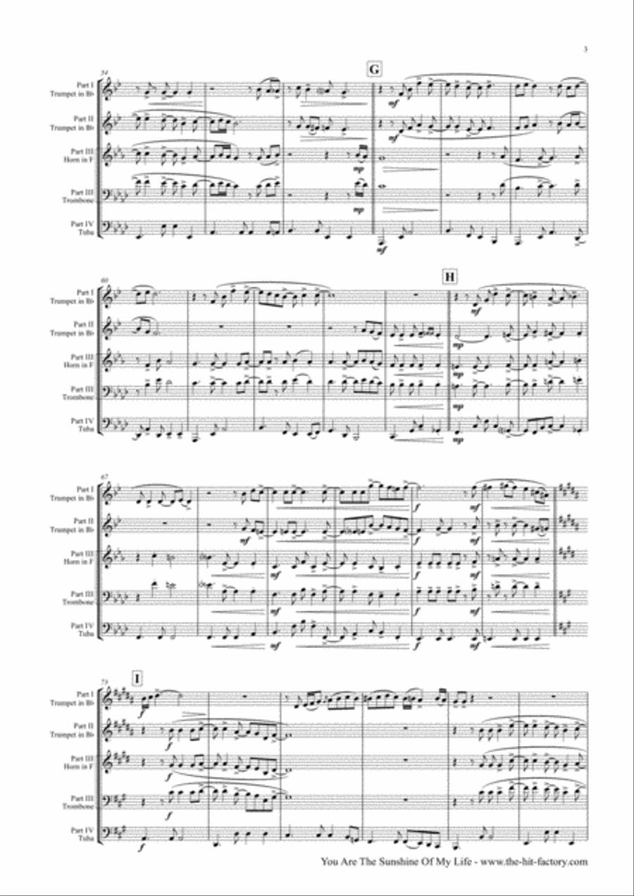 You Are The Sunshine Of My Life Euphonium scores gallery preview page 4