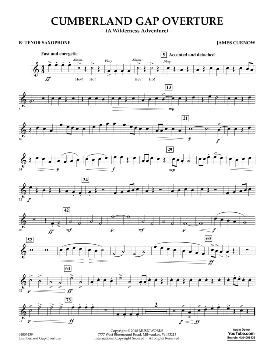 Cumberland Gap Overture (A Wilderness Adventure) - Bb Tenor Saxophone