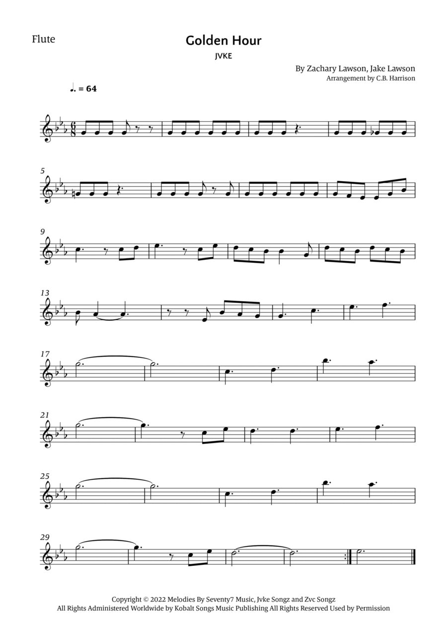 Golden Hour Flute Solo scores gallery preview page 1