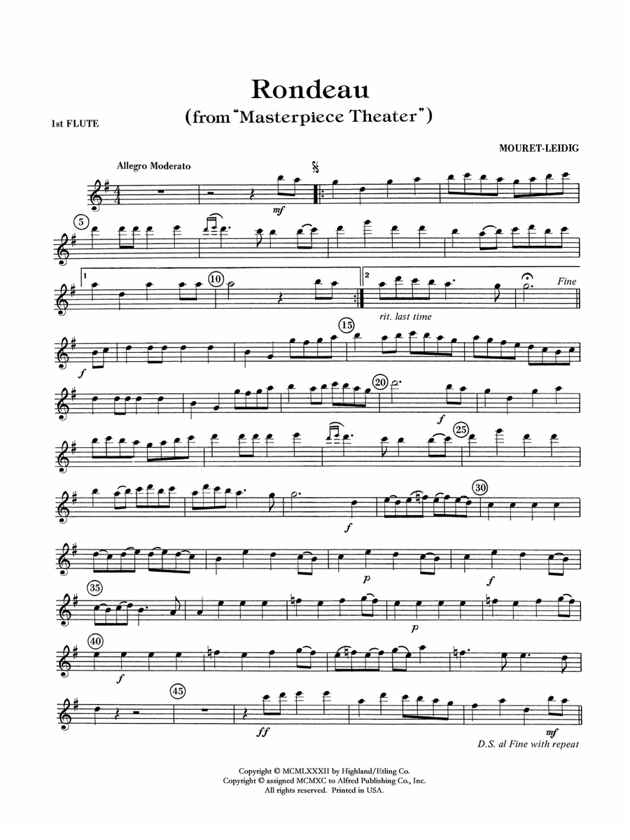 Rondeau (Theme from Masterpiece Theatre): Flute