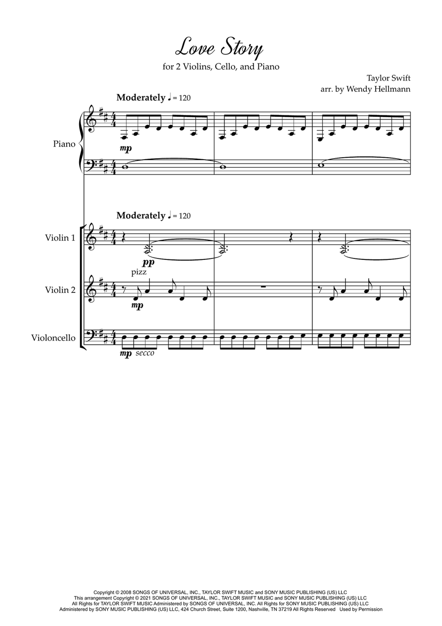 Love Story Piano Quartet scores gallery preview page 1