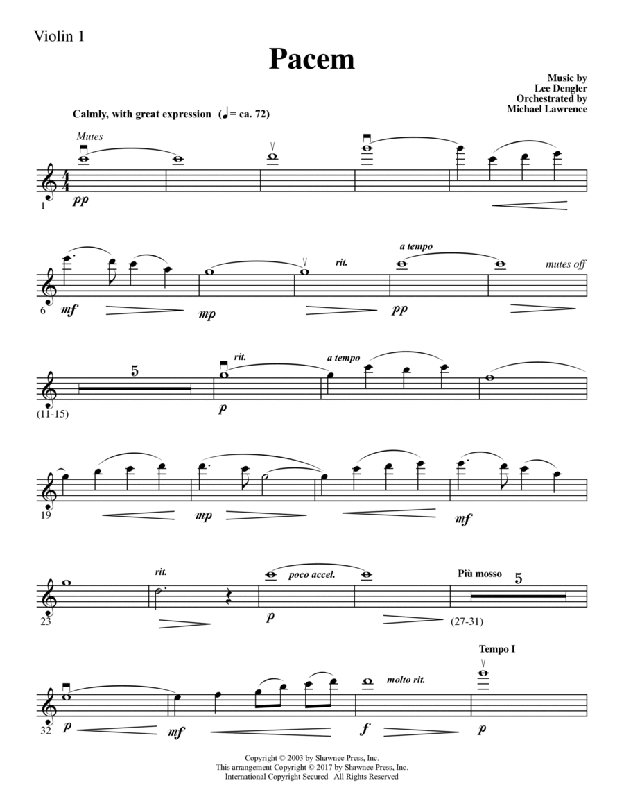 Pacem - Violin 1 Pacem - Violin 1 Choir scores gallery preview page 1