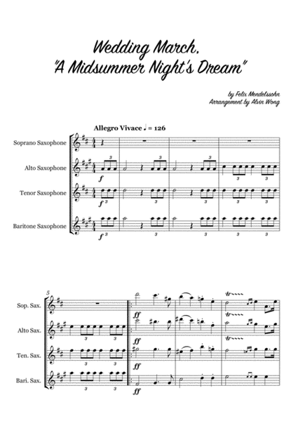 Wedding March "A Midsummer Night's Dream" - Saxophone Quartet image number null