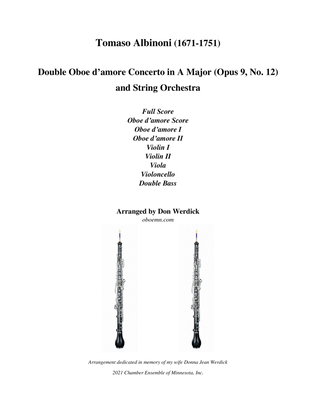 Double Oboe d’amore Concerto in A Major, Op. 9 No. 12 and String Orchestra