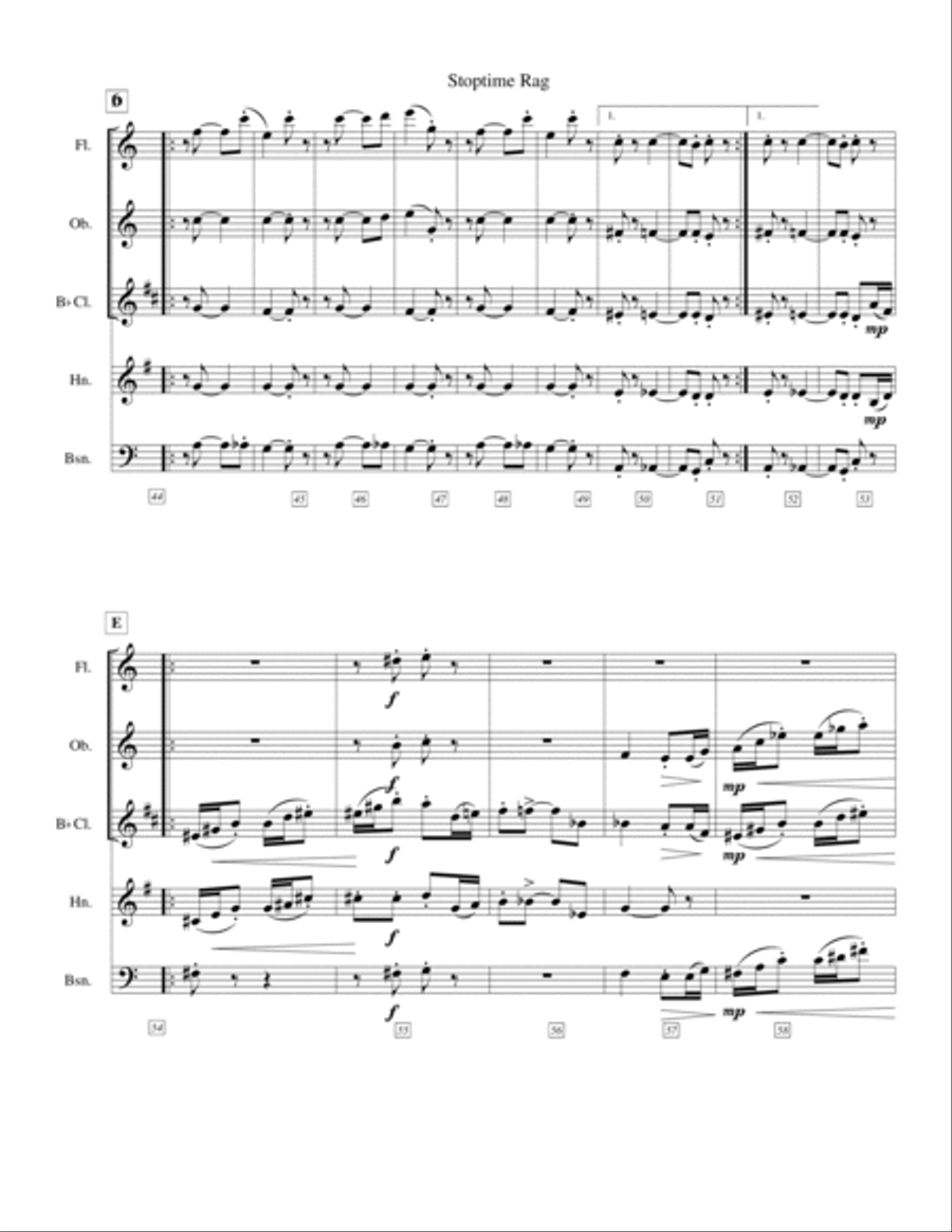 Stoptime Rag Woodwind Quintet scores gallery preview page 6