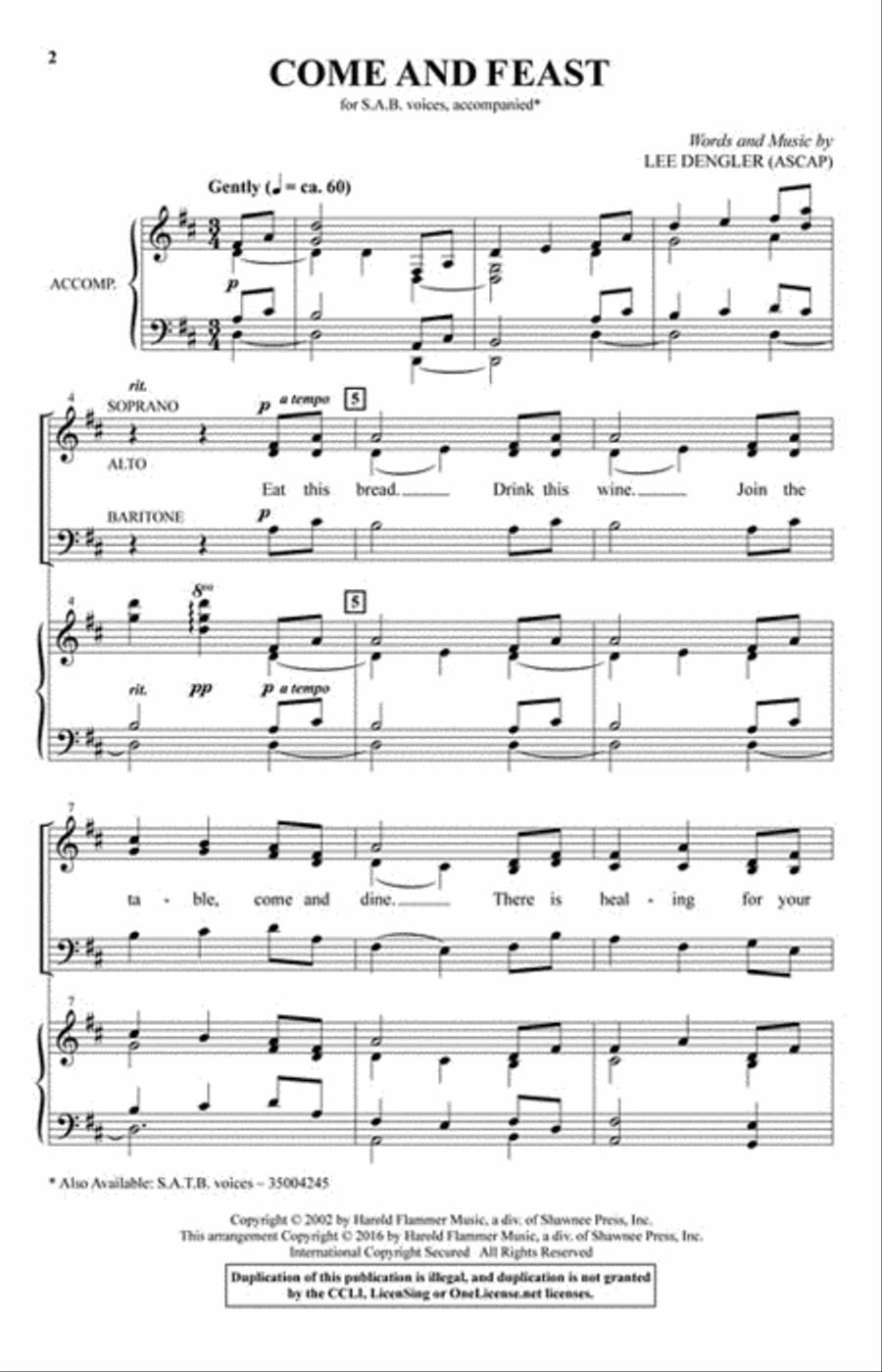 Come and Feast 3-Part scores gallery preview page 2