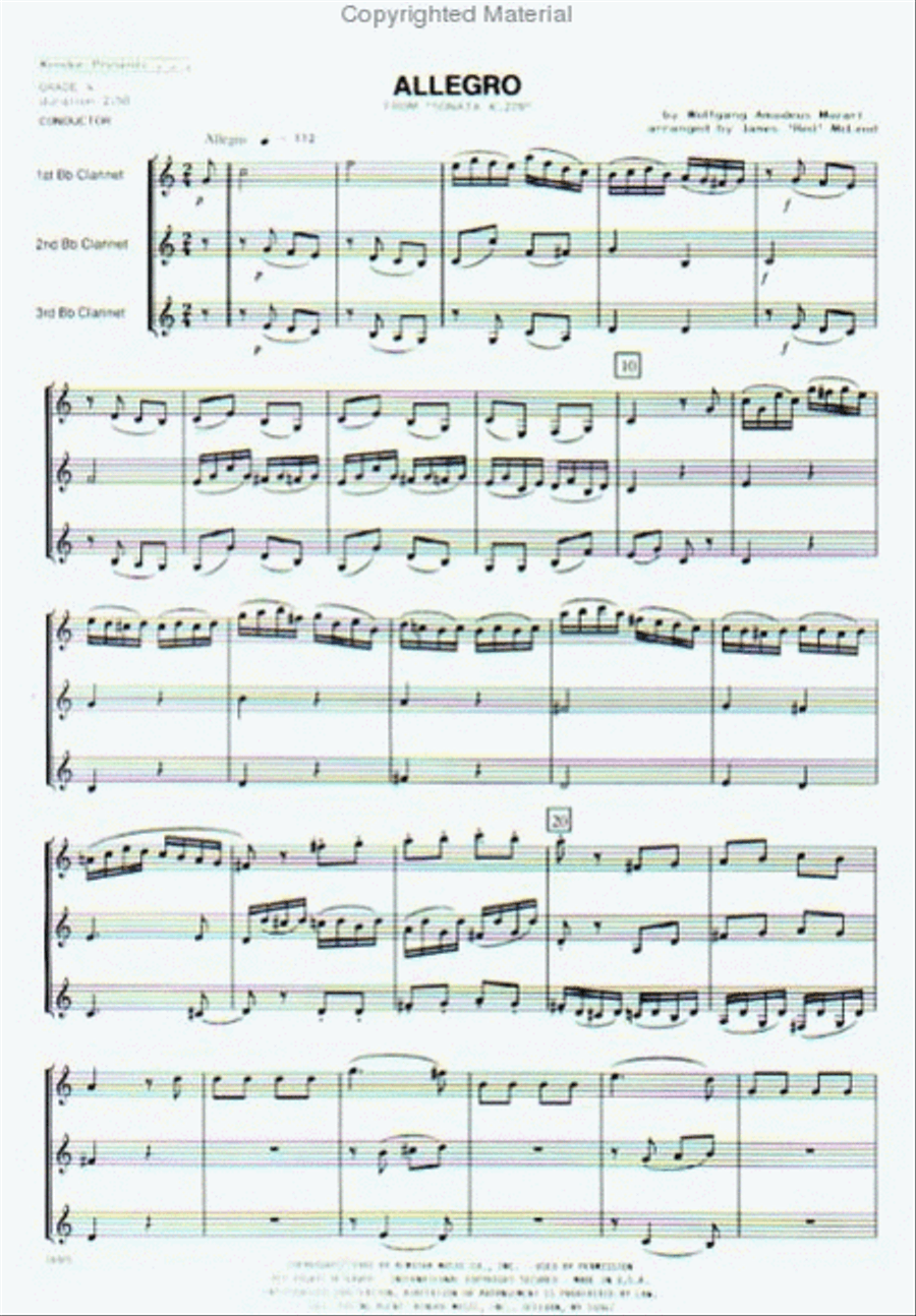 Allegro (from Sonata K. 279) Clarinet Trio scores gallery preview page 2