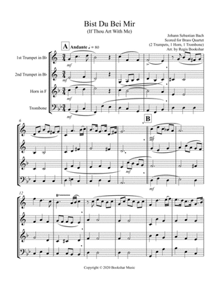 Book cover for Bist Du Bei Mir (Bb) (Brass Quartet - 2 Trumpets, 1 Horn, 1 Trombone)