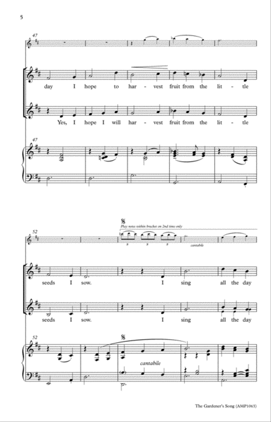 Gardener's Song Gardener's Song 3-Part scores gallery preview page 5
