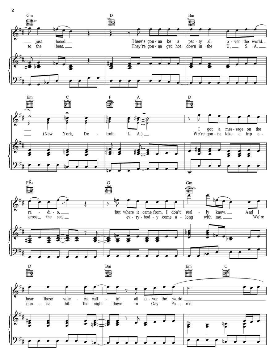 All Over The World Piano, Vocal, Guitar scores gallery preview page 2