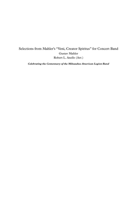 Selections from Mahler’s “Veni Creator Spiritus” for Concert Band (Conductor’s Score)