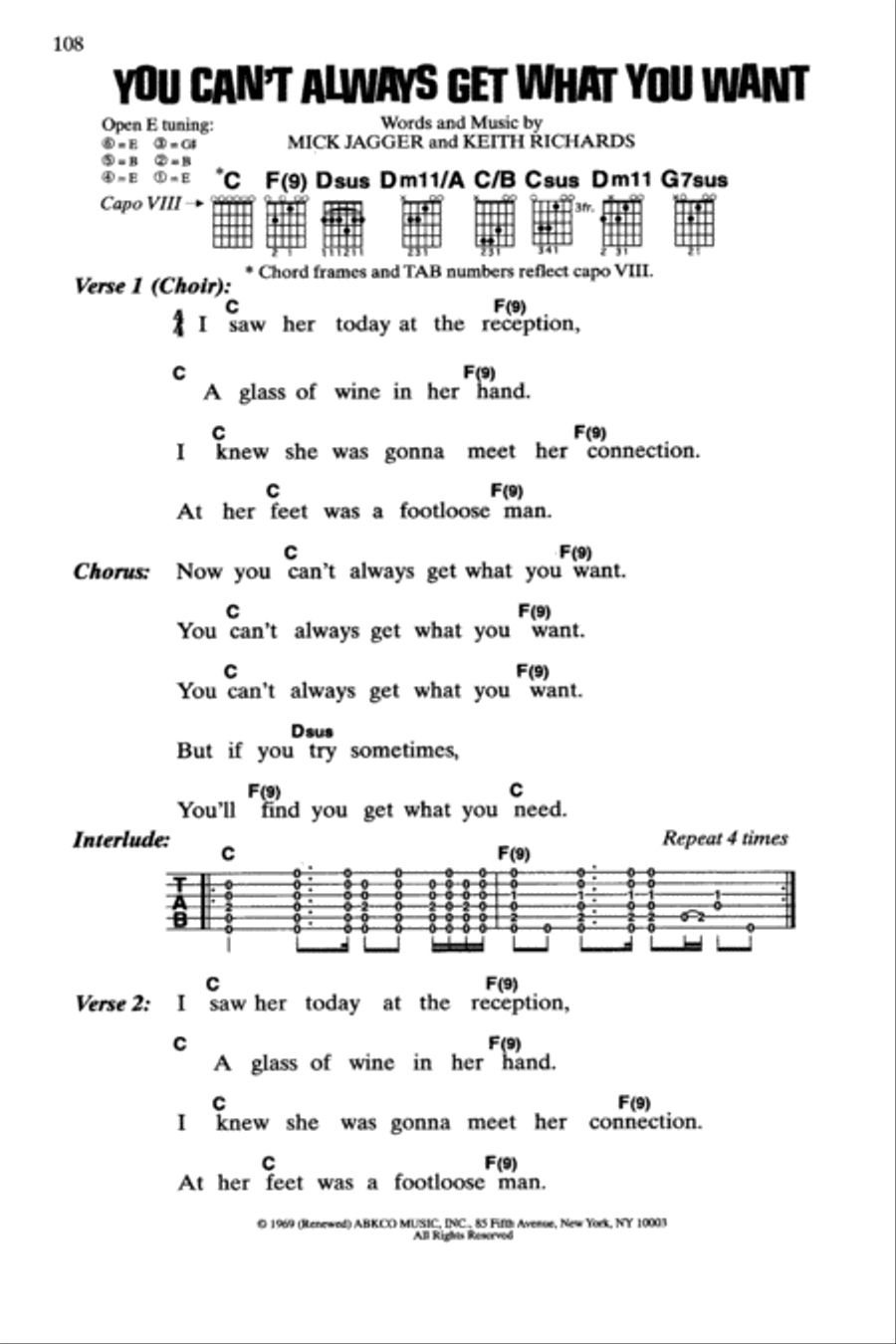 You Can't Always Get What You Want Guitar scores gallery preview page 1