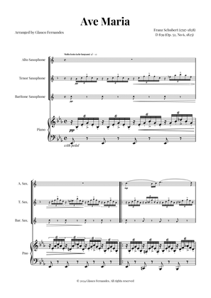 Ave Maria by Schubert for Saxophone Trio (Alto, Tenor, Baritone) with Piano